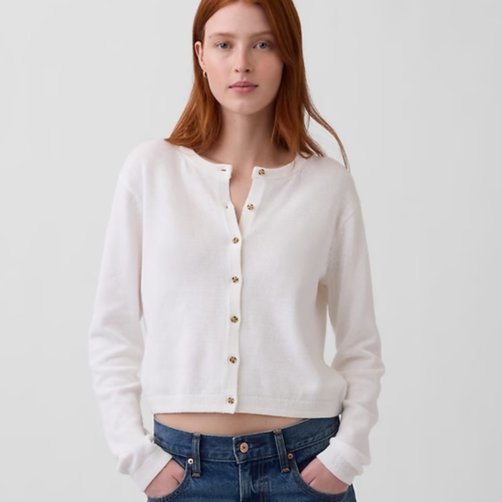 Gap 100% Cotton Relaxed Crop Cardigan Sweater S